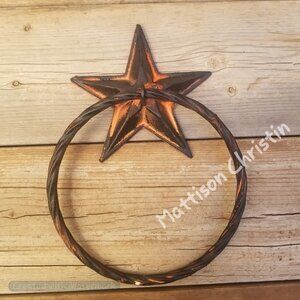 Cast Iron Rustic Star Towel Ring Bathroom Kitchen